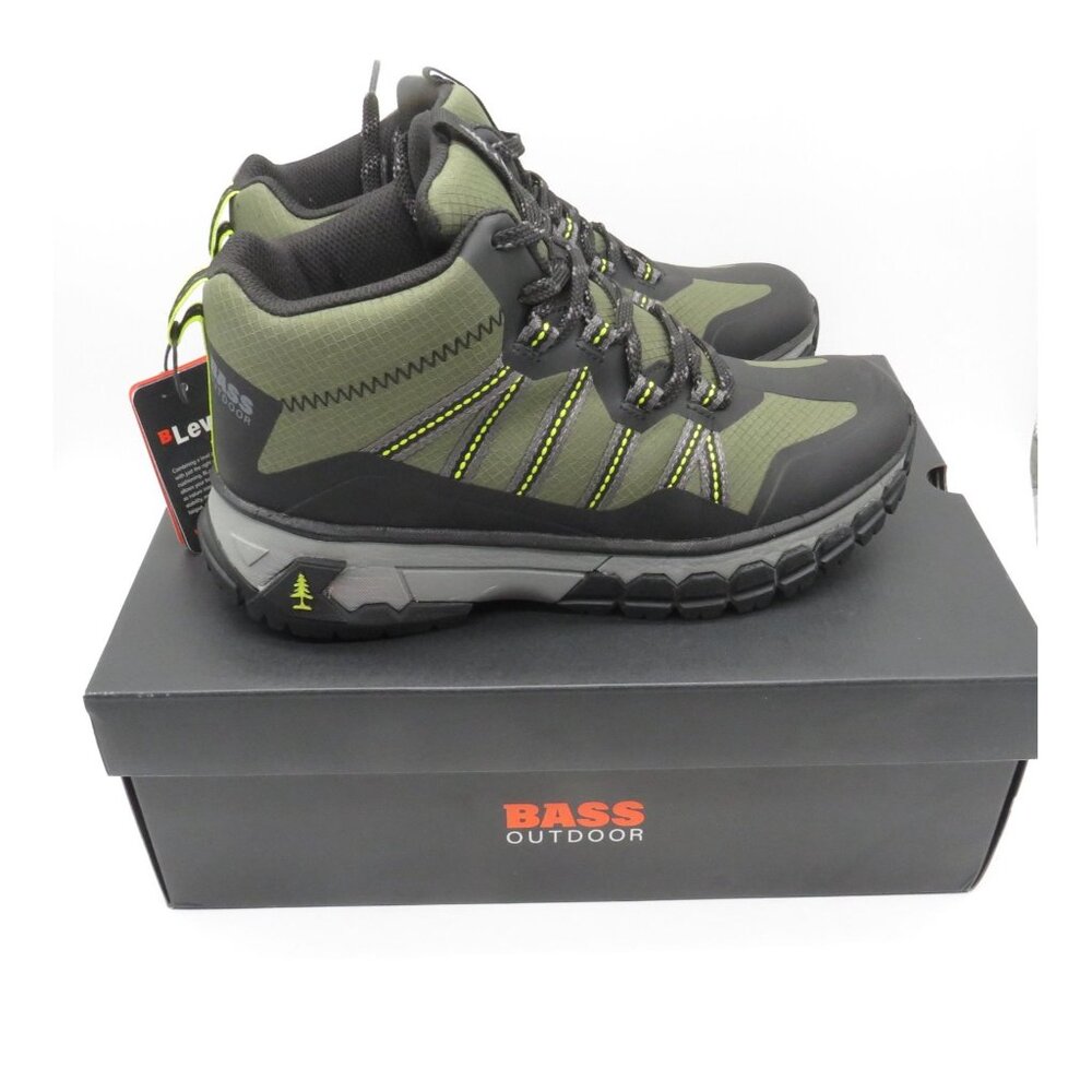Bass Outdoor Men's Hiking Boots 13 Green/Black Lightweight Waterproof NWB $99